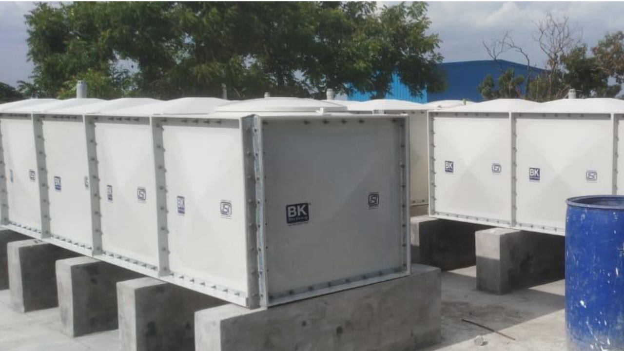BK GRP Water Tanks Installed on Concrete Plinths